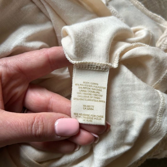 FREE PEOPLE FP Gypsy Lace Dress Cream Beige Crochet Long Flare Sleeve Bodycon XS - Picture 8 of 12